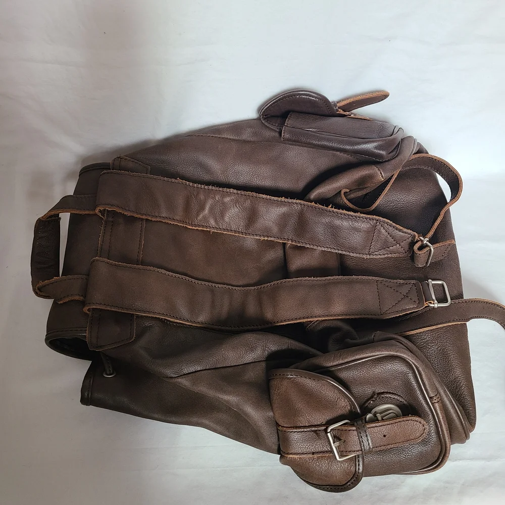 Vintage Brown Leather Backpack 90's